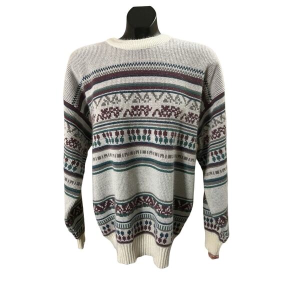 Vintage 90s Anchor Blue Fair Isle Sweater - XL - Picture 1 of 6